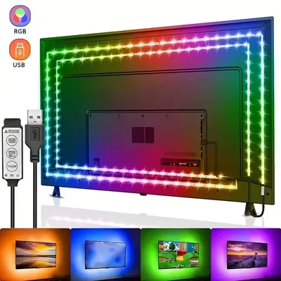 5V USB LED 조명, 방용 5050 RGB LED 스트립, 5.1미터 다이오드 테이프, 게이머 장식용 아이스 스트링 바 조명, 접착식 LED 리본